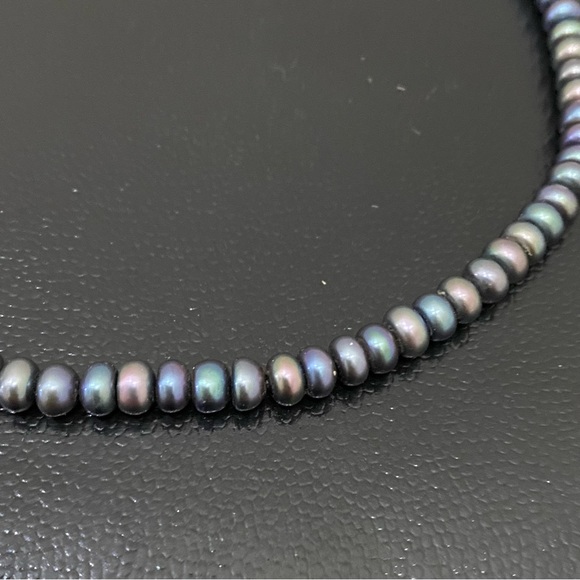Vintage Peacock Freshwater 4mm Seed Pearl Sterling Silver Clasp Choker Necklace - Picture 7 of 13